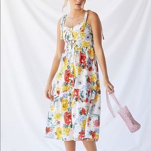 Urban Outfitters Button Up Linen Midi Dress